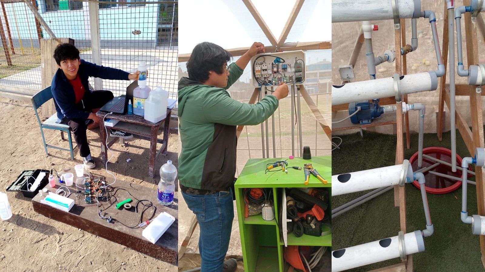Técnicos de Kallpa Greenz armando, conectando y calibrando sensores en campo